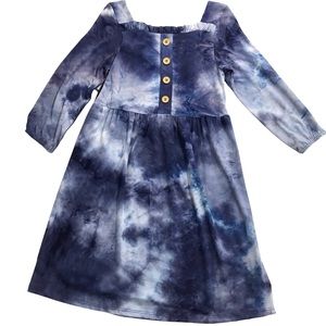 CHELSEA & VIOLET Dress Size Medium Blue Tie-Dye Print Long Sleeves